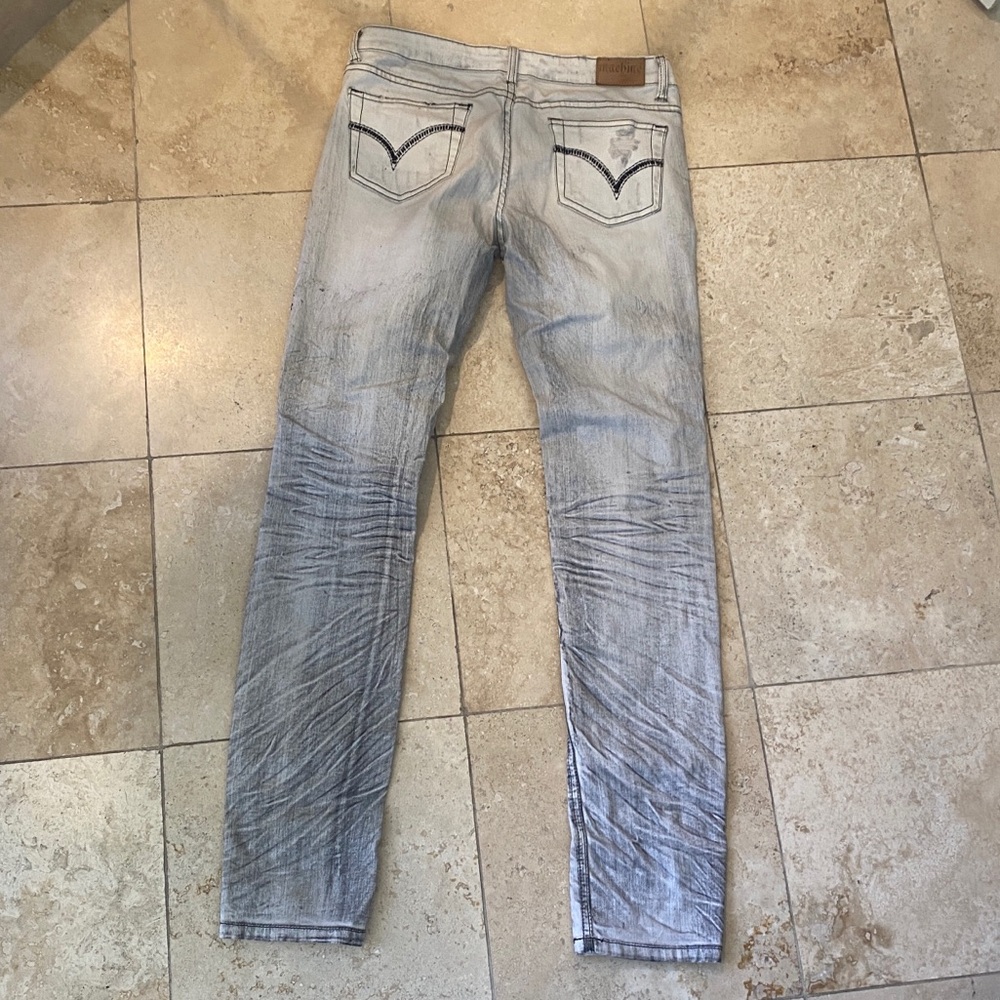 Machine sz9 white black denim skinny jeans